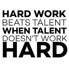 If you have natural ability, don't expect it to automatically generate success. Hard Work Beats Talent Quote