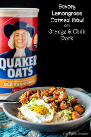 savory oatmeal with orange chilli pork