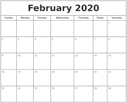 February 2020 Calendar Pdf Word Excel Printable Template