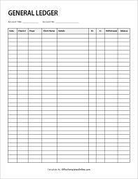 Monthly ledger for income and expenses balance on hand at the beginning of the month: General Ledger Ms Word Template Office Templates Online