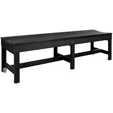 black faux wood outdoor backless bench