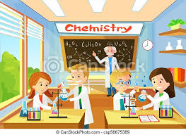 Classroom clipart over 100,000 free clip art images, clipart, illustrations and photographs for every occasions. Chemistry Classroom With Students And Teacher Vector Cartoon Background With Chemistry Classroom And Character Students Canstock