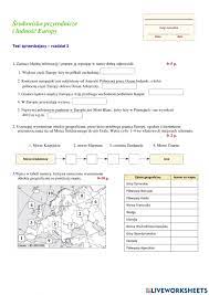 Europa - środowisko geograficzne i ludność worksheet