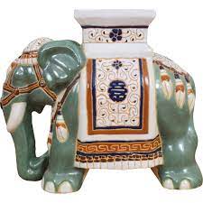 Vintage French Ceramic Elephant Plant Stand