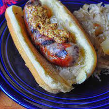 pan grilled bratwurst and sauer