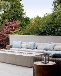 Patio With Concrete Bench And Long