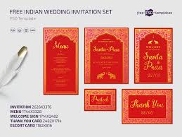 indian wedding invitation set in psd