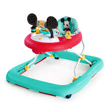 At what age do babies walk? Bright Starts Disney Baby Mickey Mouse Baby Walker With Activity Station Happy Triangles Walmart Com Walmart Com