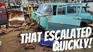 stripping down a 1956 chevy wagon old