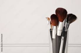 set of professional makeup brushes on
