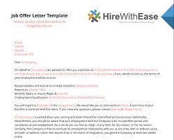 formal job offer letter sle template