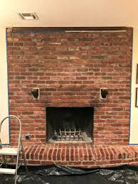 mortar wash brick fireplace makeover