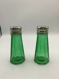 Green Glass Tall Vintage Style Salt
