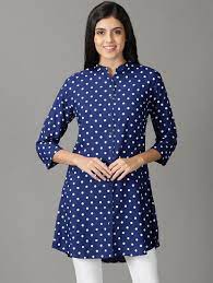 mandarin neck polka dot long shirt