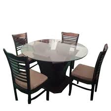glass round shape dining table set rs