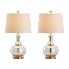 Jonathan Y Lavelle 25 Glass Led Table Lamp Set Of 2 Silver