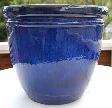 love this big blue planter pot