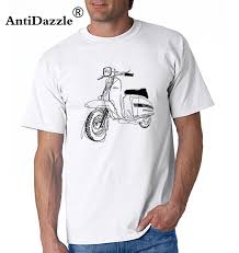Lambretta Vespa T Shirt Mens Cartoon Motorcycle Print T