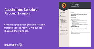 appointment scheduler resume exle