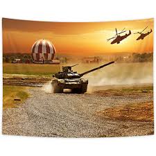 Tapestry Tank Helicopter Military Wall