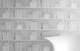 White Bookshelf Wallpaper White