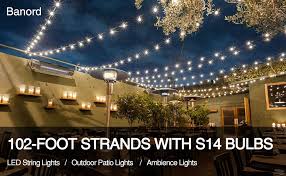 Amazon Com Banord 102ft Dimmable Led Outdoor String Lights 34 Hanging Sockets With 35 X Shatterproof Led Bulb Party Lights Waterproof Vintage Ambiance Patio Lights String For Wedding Gatherings Garden Outdoor