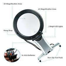 6x 2x Large Magnifying Glass Magnifier Lamp Reading Sewing Craft Hand Free Stand