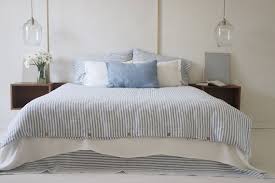 Blue Striped Linen Bedding Set Linen