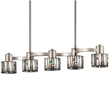 Shop Portfolio 5 Light Brushed Nickel Island Light With Tiffany Style Shade At Lowe S Canada Home Depot Kitchen Lighting Island Lighting Kitchen Lighting Lowes