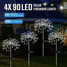 4x solar firework string lights garden
