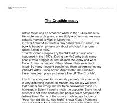 Essay questions for the crucible Prescott