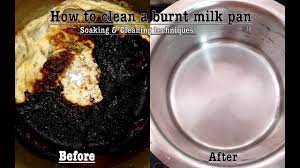 how to clean burnt milk pan in 10