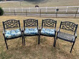 Four Wrought Iron Patio Chairs W