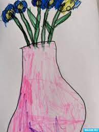 Нарисовать цветы в вазе
