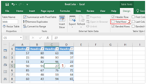 total row in a table in excel