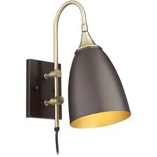 360 Lighting Modern Wall Lamp Bronze Antique Brass Plug In Light Fixture Adjustable Metal Shade For Bedroom Living Room Reading Target
