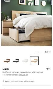 Ikea Malm Bed Frame High W 4 Storage