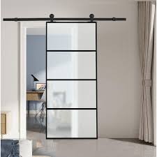 Frosted Glass Black Barn Door