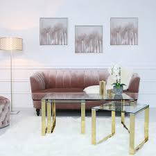 Harvey Gold Glass Coffee End Tables