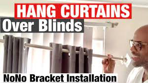 HANG CURTAINS OVER BLINDS / Easy NO DRILL solution /NoNo Bracket  Installation - Short Version - YouTube