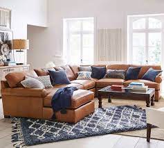 camel leather sectional with chaise