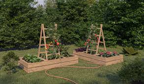 Raise Garden Bed With Ladder Trellis