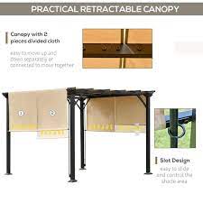 Outsunny 10 X 10 Outdoor Patio Gazebo Pergola With Retractable Canopy Roof Beige