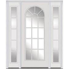 Mmi Door 68 5 In X 81 75 In Classic Left Hand Inswing Full Lite Round Top Clear Painted Steel Prehung Front Door With Sidelites Brilliant White