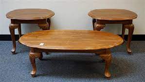 Oak Coffee Table And A Pair Of End Tables