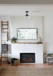 minimalist live edge electric fireplace