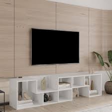 Godeer 70 In White Tv Stand Fits Tv S