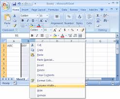Ms Excel 2007 Change The Width Of A Column