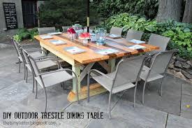 Square teak table sturbridge yankee workshop. Diy Outdoor Trestle Dining Table Jaime Costiglio
