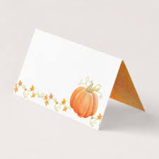 Pumpkin Watercolor Fall Thanksgiving Place Cards